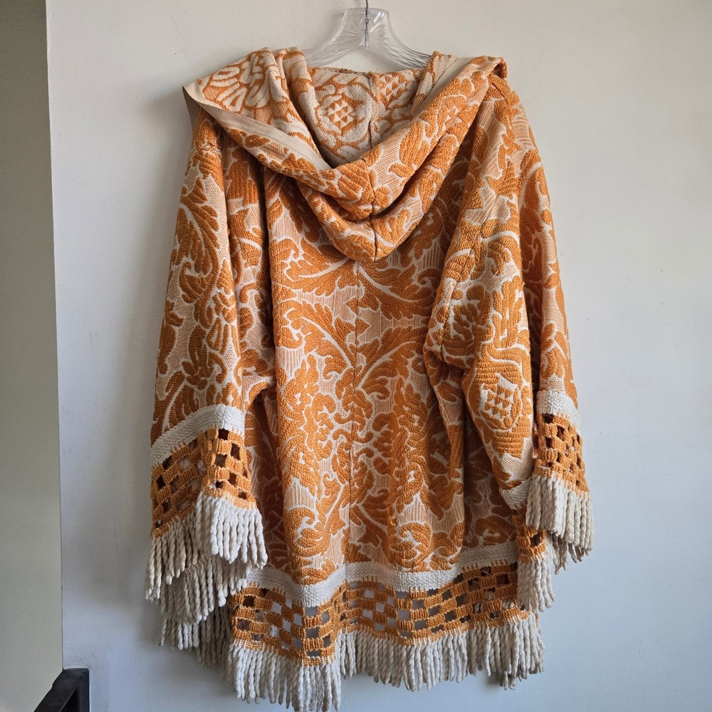 Upcycled Vtg Hause of Glassborow OS Hooded Cardigan Yellow Boho Fringe Excellent - Picture 9 of 9